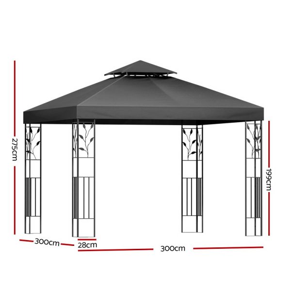 Gazebo 3x3m Marquee Outdoor Wedding Party Event Tent Home Iron Art Shade Grey