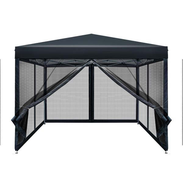 Gazebo Pop Up Marquee Wedding Side Mesh Wall Outdoor Gazebos – 3×3 m, Black