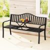 Outdoor Garden Bench Seat Loveseat Steel Foldable Table Patio Furniture Black