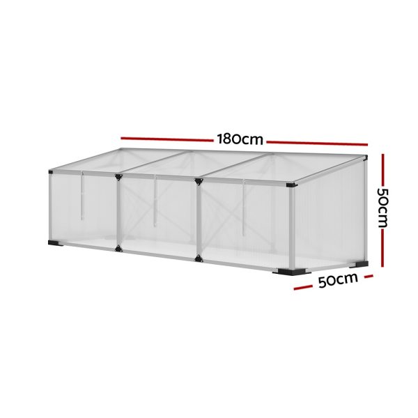 Greenhouse 180x50x50CM Cold Frame Plant Grow Aluminium Polycarbonate Green House