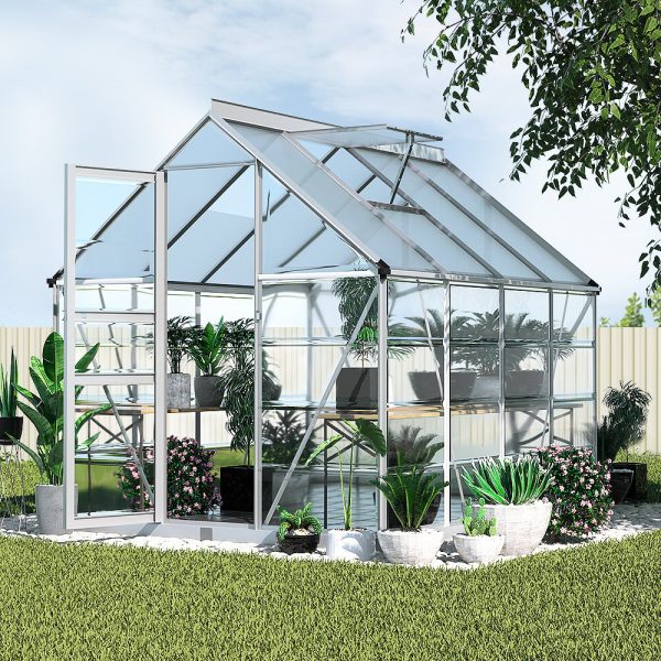 Greenhouse 2.48×1.89x2M Aluminium Polycarbonate Green House Garden Shed