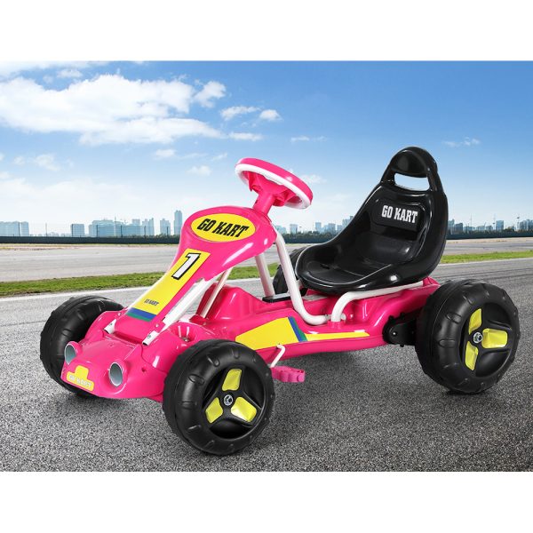 Kids Pedal Go Kart Ride On Toys Racing Car Plastic Tyre Pink