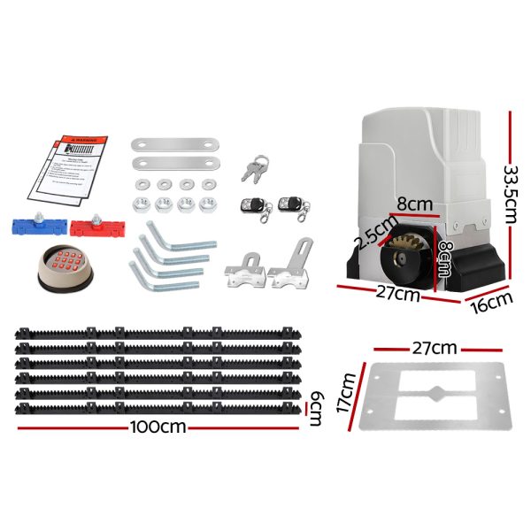 Electric Sliding Gate Opener 1800KG Keypad 6M Rail