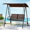 Outdoor Swing Chair Garden Bench Furniture Canopy 2 Seater Brown