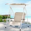 Outdoor Swing Chair Garden Lounger 2 Seater Canopy Patio Furniture Beige