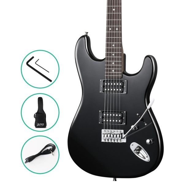 Electric Guitar Music String Instrument Rock Black Carry Bag Steel String – 41″Black Electric