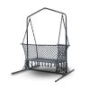 Double Swing Hammock Chair with Stand Macrame Outdoor Bench Seat Chairs – Grey