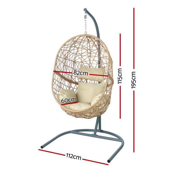 Outdoor Egg Swing Chair Wicker Rattan Furniture Pod Stand Cushion Yellow