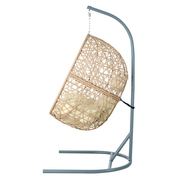 Outdoor Egg Swing Chair Wicker Rattan Furniture Pod Stand Cushion Yellow