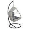 Outdoor Egg Swing Chair Wicker Furniture Pod Stand Armrest Light Grey