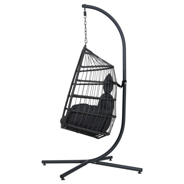 Egg Swing Chair Hammock Stand Outdoor Furniture Hanging Wicker Seat – Grey