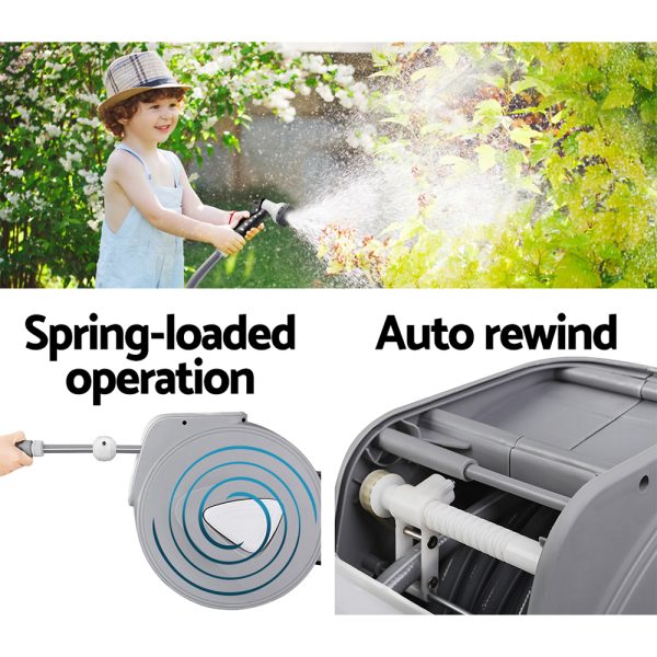 Retractable Water Hose Reel Garden Storage AutoRewind Spray Gun – 20 M