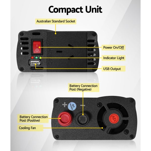 Power Inverter Pure Sine Wave 12V-240V Camping Boat Caravan – 600 W