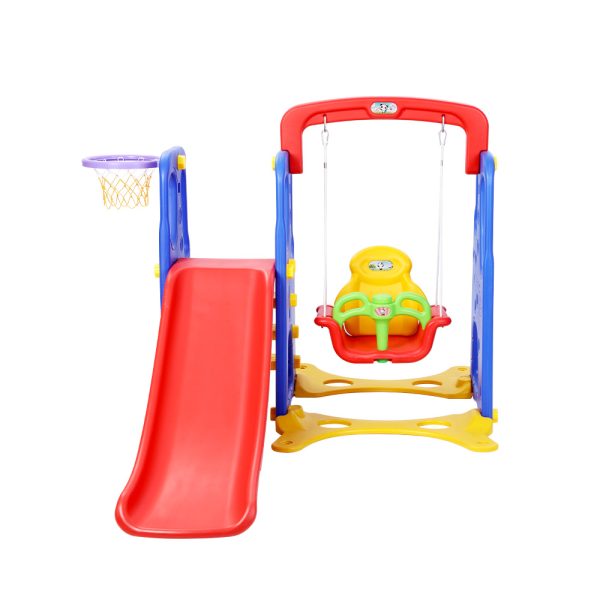 Kids Slide Swing Set Basketball Hoop Outdoor Playground Toys 120cm Blue