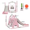 Kids Slide 170cm Extra Long Swing Basketball Hoop Toddlers PlaySet – Pink