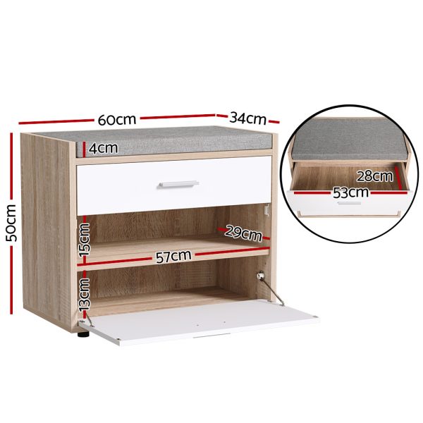 Shoe Rack Bench Shoe Cabinet 8 Pairs White Niva