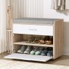 Shoe Rack Bench Shoe Cabinet 8 Pairs White Niva