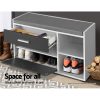 Shoe Cabinet Bench Shoes Storage Organiser Rack Wooden Cupboard Fabric Seat Adjustable Shelf