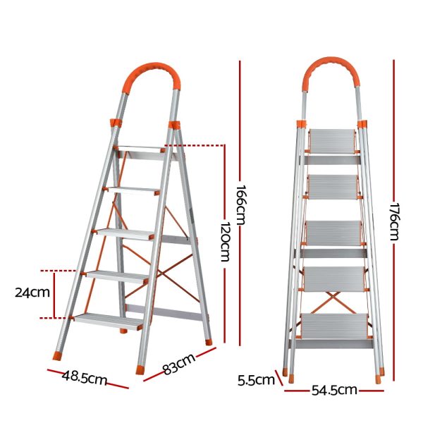 Ladder Multi-Purpose Folding Aluminium Light Weight Non Slip Platform – 5 Step