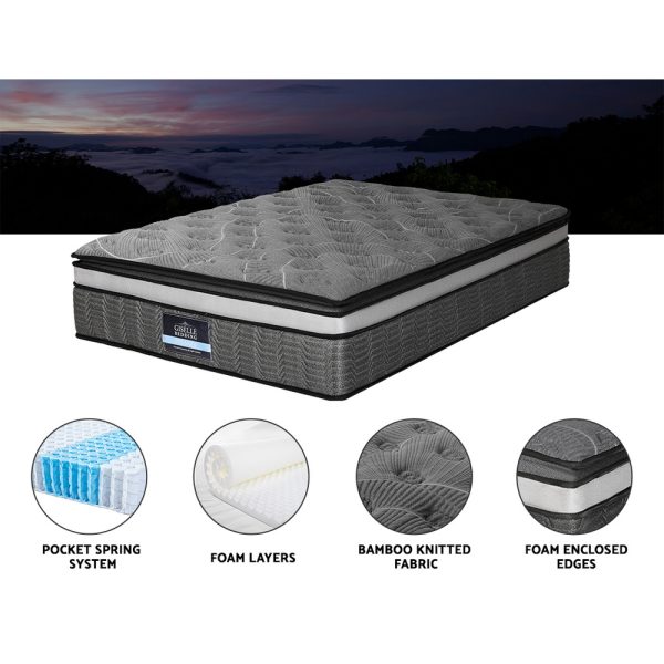 Giselle Mattress Pocket Mini Spring Mattresses Medium Firm 9-Zone Bed – KING