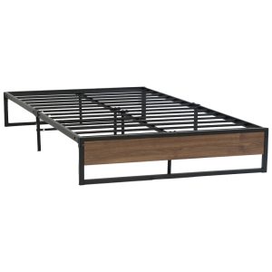 Metal Bed Frame Mattress Base Foundation Wooden Black OSLO – DOUBLE