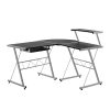 Corner Metal Pull Out Table Desk – Black