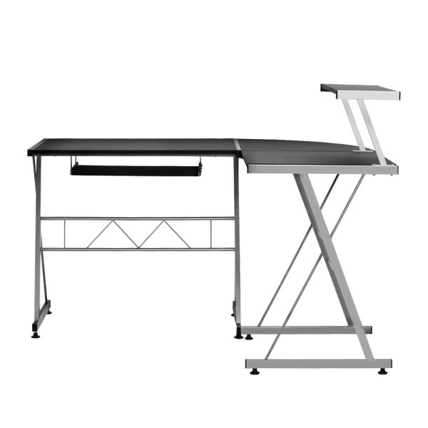 Corner Metal Pull Out Table Desk – Black