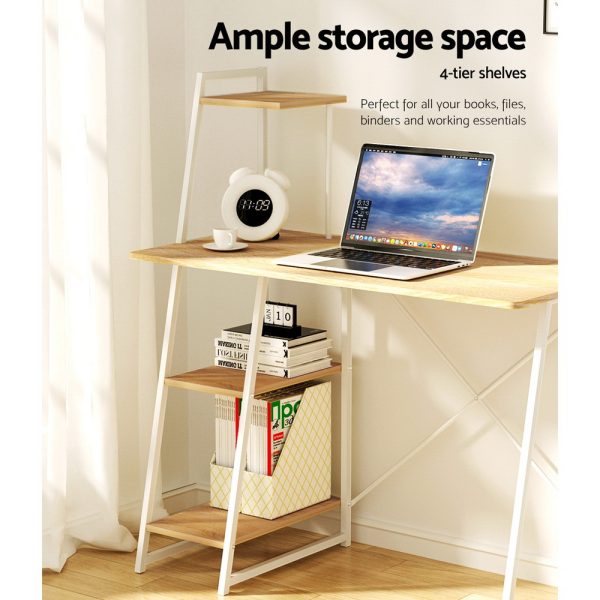 Computer Desk Bookshelf Storage Oak 100CM