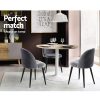 Dining Chairs Set of 2 Velvet Solid Curved Dark Grey