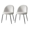 Dining Chairs Set of 2 Sherpa Boucle White