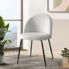 Dining Chairs Set of 2 Sherpa Boucle White