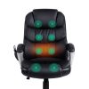 8 Point Massage Office Chair Heated Seat PU Black