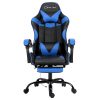 Gaming Chairs Massage Racing Recliner Leather Office Chair Footrest. – Black and Blue