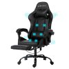 6 Point Massage Gaming Office Chair Footrest Black