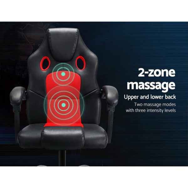 2 Point Massage Gaming Office Chair PU Leather Red