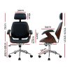 Wooden Office Chair Leather Seat Black