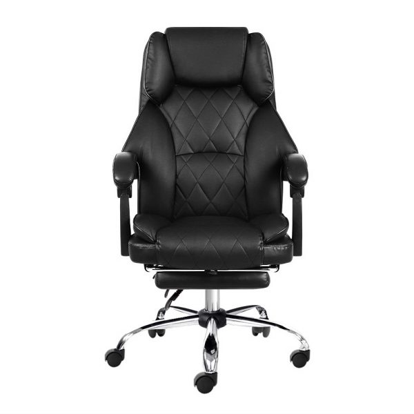 Executive Office Chair Leather Gaming Computer Desk Chairs Recliner – With Footrest