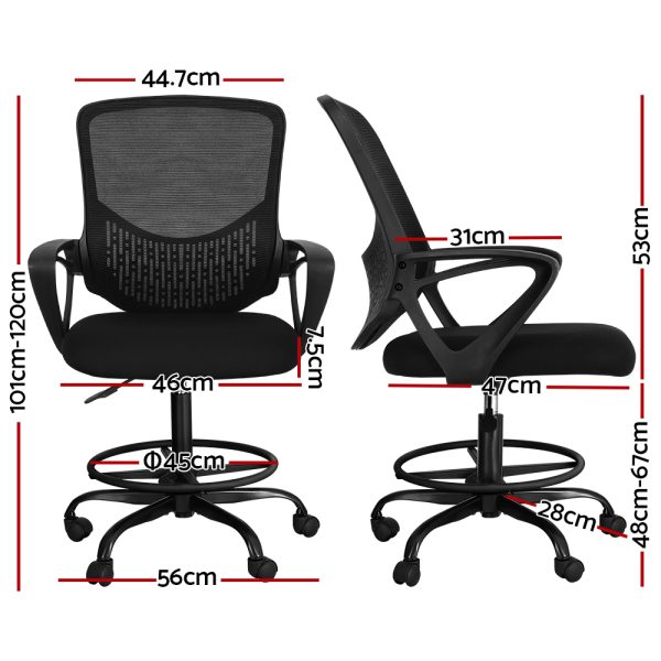 Office Chair Drafting Stool Computer Standing Desk Mesh Chairs Black