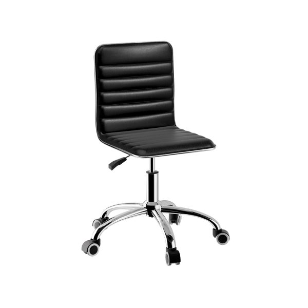 Office Chair Computer Desk Gaming Chairs PU Leather Low Back Black