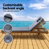 Sun Lounge Wooden Lounger Outdoor Furniture Day Bed Wheel Patio