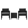 3PC Outdoor Bistro Set Patio Furniture Wicker Dining Chairs Table Cushion Black