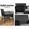 3PC Outdoor Bistro Set Patio Furniture Wicker Dining Chairs Table Cushion Black