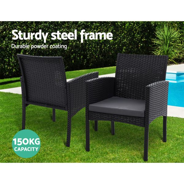 2PC Outdoor Dining Chairs Patio Furniture Rattan Lounge Chair XL Ezra