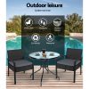 3PC Bistro Set Outdoor Furniture Rattan Table Chairs Cushion Patio Garden Felix