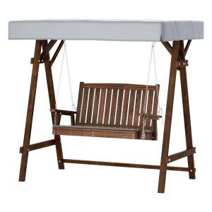 Swing Chair Wooden Garden Bench Canopy Outdoor Furniture