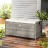 Outdoor Storage Bench Box Wicker Garden Sheds Tools Cushion Patio Furniture Grey