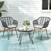 3PC Outdoor Furniture Bistro Set Lounge Setting Table Chairs Cushion Patio Grey