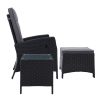 Outdoor Setting Recliner Chair Table Set Wicker lounge Patio Furniture