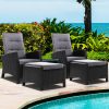 Outdoor Setting Recliner Chair Table Set Wicker lounge Patio Furniture