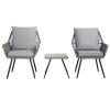 3PC Outdoor Furniture Bistro Set Lounge Setting Chairs Table Patio Grey